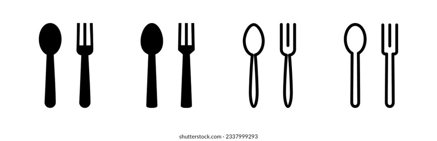 spoon and fork icon set illustration. spoon, fork and knife icon vector. restaurant sign and symbol