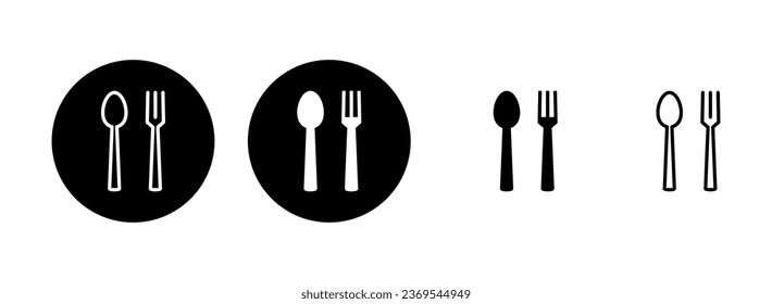 Löffel- und Gabelsymbolabildung. Löffel, Gabel und Messersymbol Vektorgrafik. Restaurantzeichen und -symbol