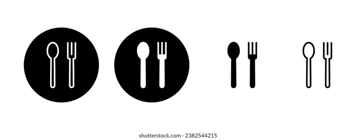 Löffel- und Gabelsymbolabildung. Löffel, Gabel und Messersymbol Vektorgrafik. Restaurantzeichen und -symbol