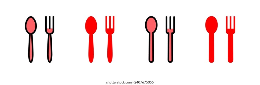 spoon and fork icon set illustration. spoon, fork and knife icon vector. restaurant sign and symbol