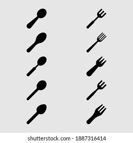 spoon and fork icon set isolated vector illustration