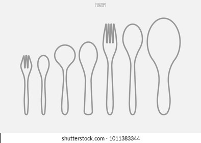 Spoon and fork icon set. Kitchenware sign and symbol. Vector illustration.