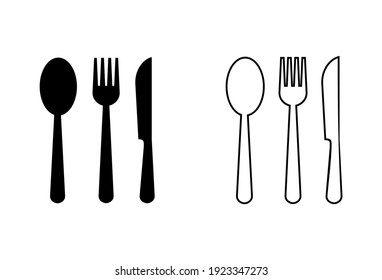 spoon and fork icon set. spoon, fork and knife icon vector. restaurant icon