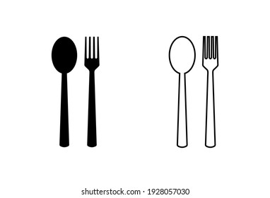 spoon and fork icon set. spoon, fork and knife icon vector. restaurant icon