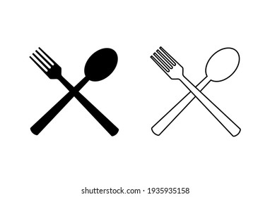 Spoon And Fork Icon Set. Spoon, Fork And Knife Icon Vector. Restaurant Icon