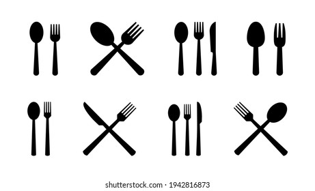 spoon and fork icon set. spoon, fork and knife icon vector. restaurant icon