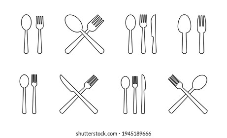 spoon and fork icon set. spoon, fork and knife icon vector. restaurant icon