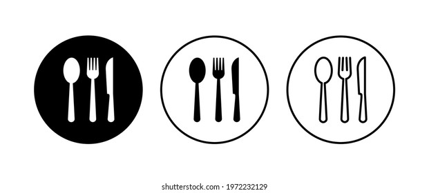 spoon and fork icon set. spoon, fork and knife icon vector. restaurant icon