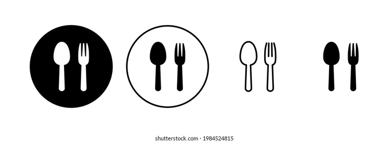 Symbol für Löffel und Gabel gesetzt. Löffel, Gabel und Messersymbol Vektorgrafik. Restaurantsymbol