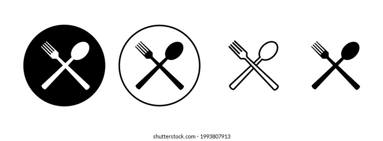 spoon and fork icon set. spoon, fork and knife icon vector. restaurant icon