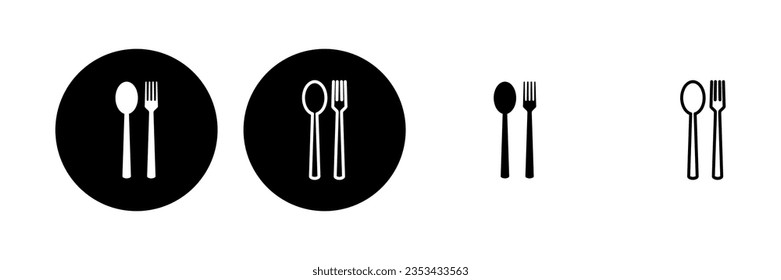 Symbol für Löffel und Gabel gesetzt. Löffel, Gabel und Messersymbol Vektorgrafik. Restaurantsymbol