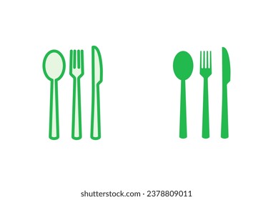 spoon and fork icon set. spoon, fork and knife icon vector. restaurant icon