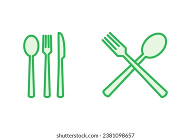 spoon and fork icon set. spoon, fork and knife icon vector. restaurant icon