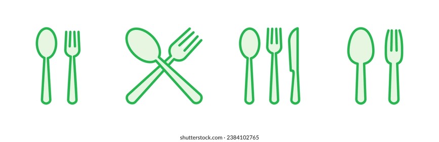 spoon and fork icon set. spoon, fork and knife icon vector. restaurant icon