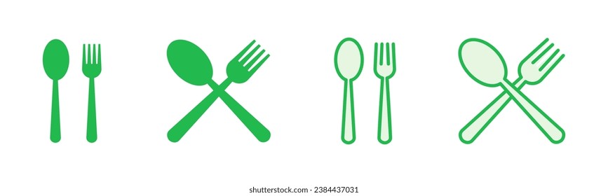 spoon and fork icon set. spoon, fork and knife icon vector. restaurant icon