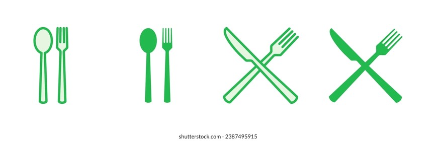 spoon and fork icon set. spoon, fork and knife icon vector. restaurant icon