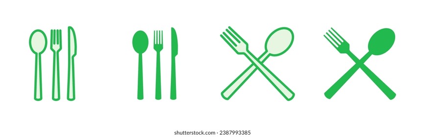 spoon and fork icon set. spoon, fork and knife icon vector. restaurant icon