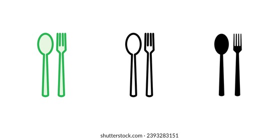 spoon and fork icon set. spoon, fork and knife icon vector. restaurant icon