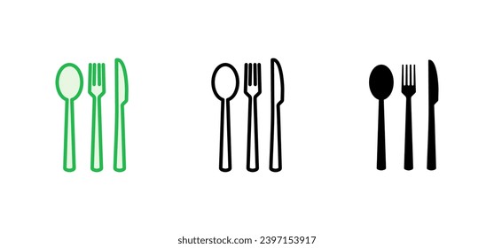 conjunto de iconos de cuchara y tenedor. vector de icono de cuchara, tenedor y cuchillo. icono de restaurante