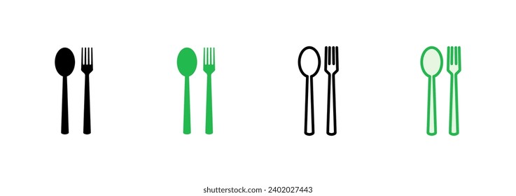 spoon and fork icon set. spoon, fork and knife icon vector. restaurant icon