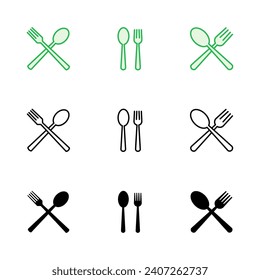spoon and fork icon set. spoon, fork and knife icon vector. restaurant icon