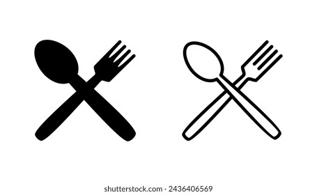 spoon and fork icon set. spoon, fork and knife icon vector. restaurant icon