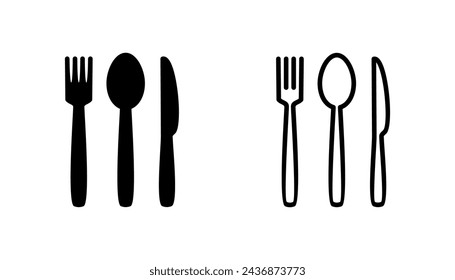 spoon and fork icon set. spoon, fork and knife icon vector. restaurant icon