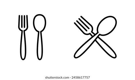spoon and fork icon set. spoon, fork and knife icon vector. restaurant icon