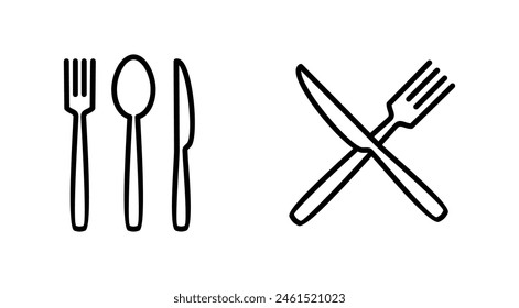 spoon and fork icon set. spoon, fork and knife icon vector. restaurant icon