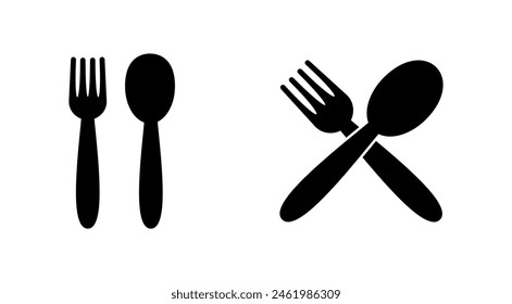 spoon and fork icon set. spoon, fork and knife icon vector. restaurant icon