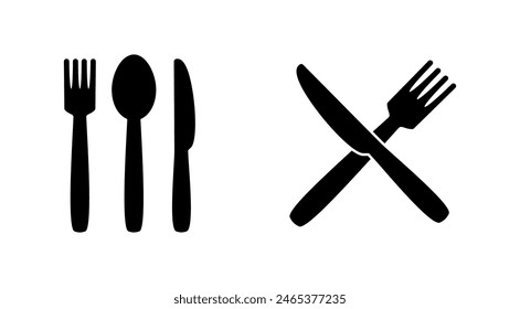 spoon and fork icon set. spoon, fork and knife icon vector. restaurant icon