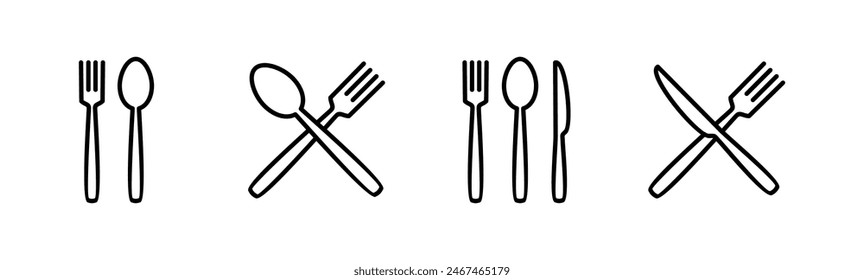 spoon and fork icon set. spoon, fork and knife icon vector. restaurant icon