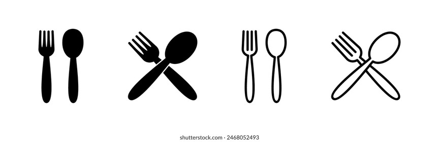 spoon and fork icon set. spoon, fork and knife icon vector. restaurant icon