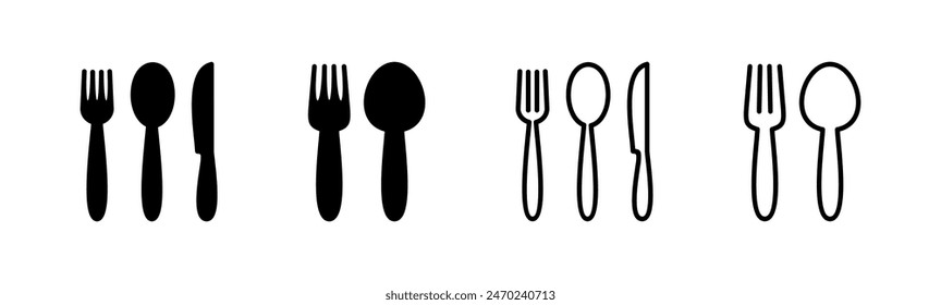 spoon and fork icon set. spoon, fork and knife icon vector. restaurant icon