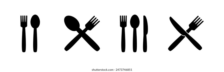 spoon and fork icon set. spoon, fork and knife icon vector. restaurant icon