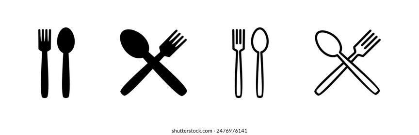 spoon and fork icon set. spoon, fork and knife icon vector. restaurant icon