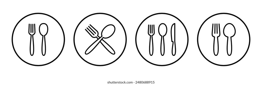 spoon and fork icon set. spoon, fork and knife icon vector. restaurant icon