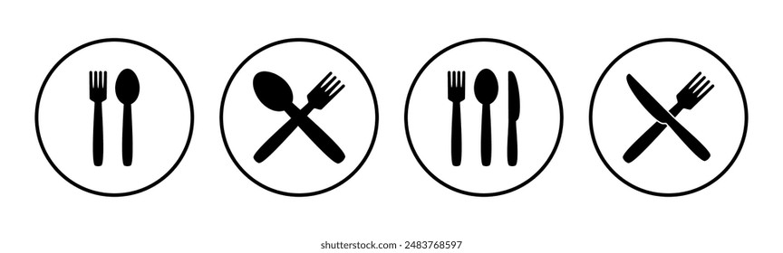 cuchara y tenedor. cuchara, tenedor y cuchillo Vector. restaurante icono