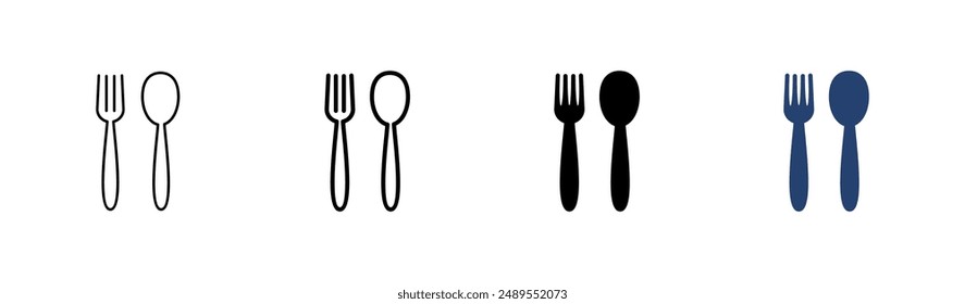 Löffel und Gabel Icon Set. Löffel, Gabel und Messer Icon Vektorgrafik. Restaurant Icon