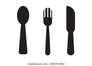 Löffel- und Gabelsymbol. Löffel, Gabel und Messer Ikone Vektor. Restaurantsymbol