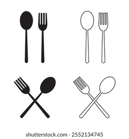 spoon and fork icon set. spoon, fork and knife icon vector. restaurant icon