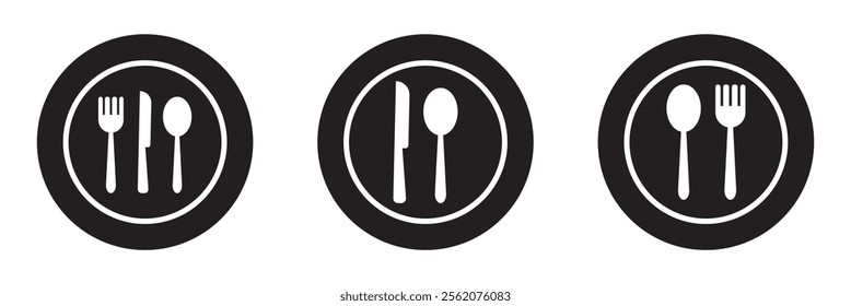 spoon and fork icon set. spoon, fork and knife icon vector. restaurant icon