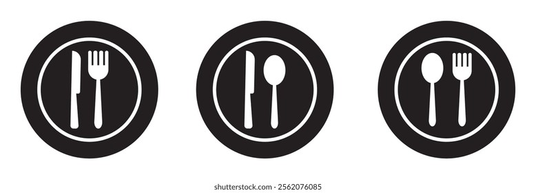 spoon and fork icon set. spoon, fork and knife icon vector. restaurant icon