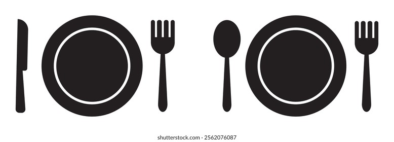 spoon and fork icon set. spoon, fork and knife icon vector. restaurant icon