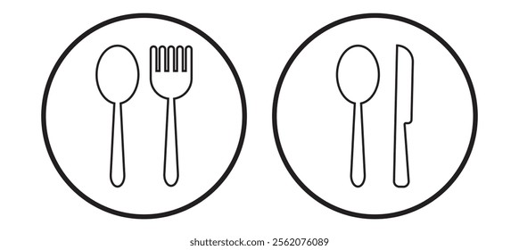 spoon and fork icon set. spoon, fork and knife icon vector. restaurant icon
