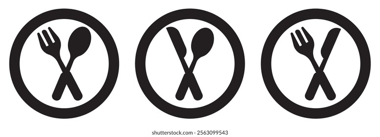 spoon and fork icon set. spoon, fork and knife icon vector. restaurant icon