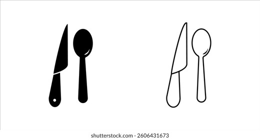 spoon and fork icon set. spoon, fork and knife icon vector. restaurant icon