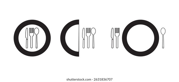 spoon and fork icon set. spoon, fork and knife icon vector. restaurant icon