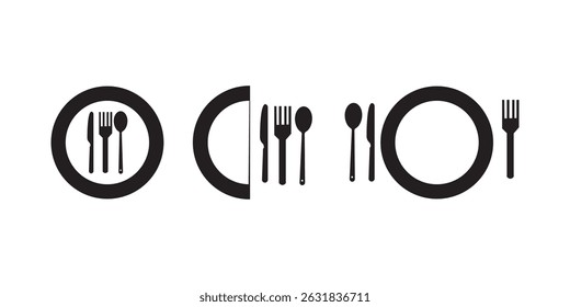 spoon and fork icon set. spoon, fork and knife icon vector. restaurant icon