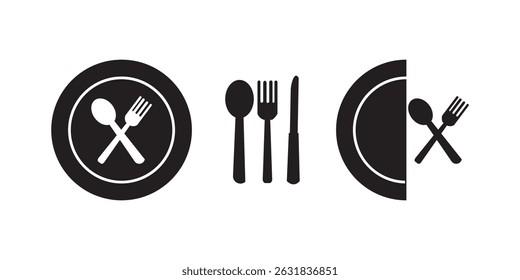spoon and fork icon set. spoon, fork and knife icon vector. restaurant icon